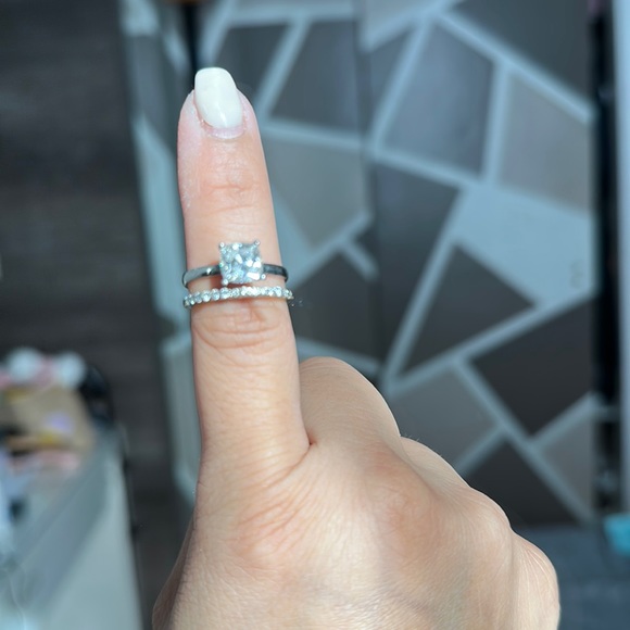 Jewelry - BRAND NEW!! Moissanite engagement ring with diamond wedding band hers and his
